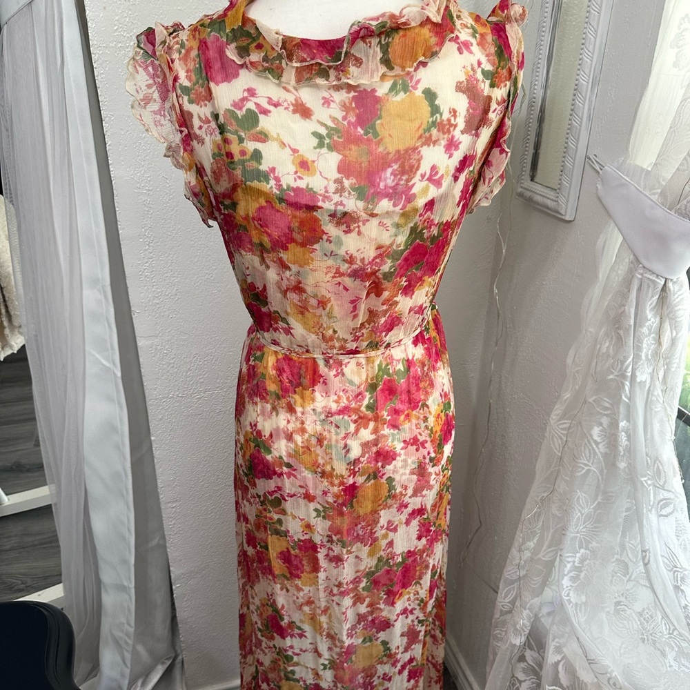 RARE ✨ Sundance red Blooms Dress Rose Garden Party dress size Petite Small - Picture 10 of 16